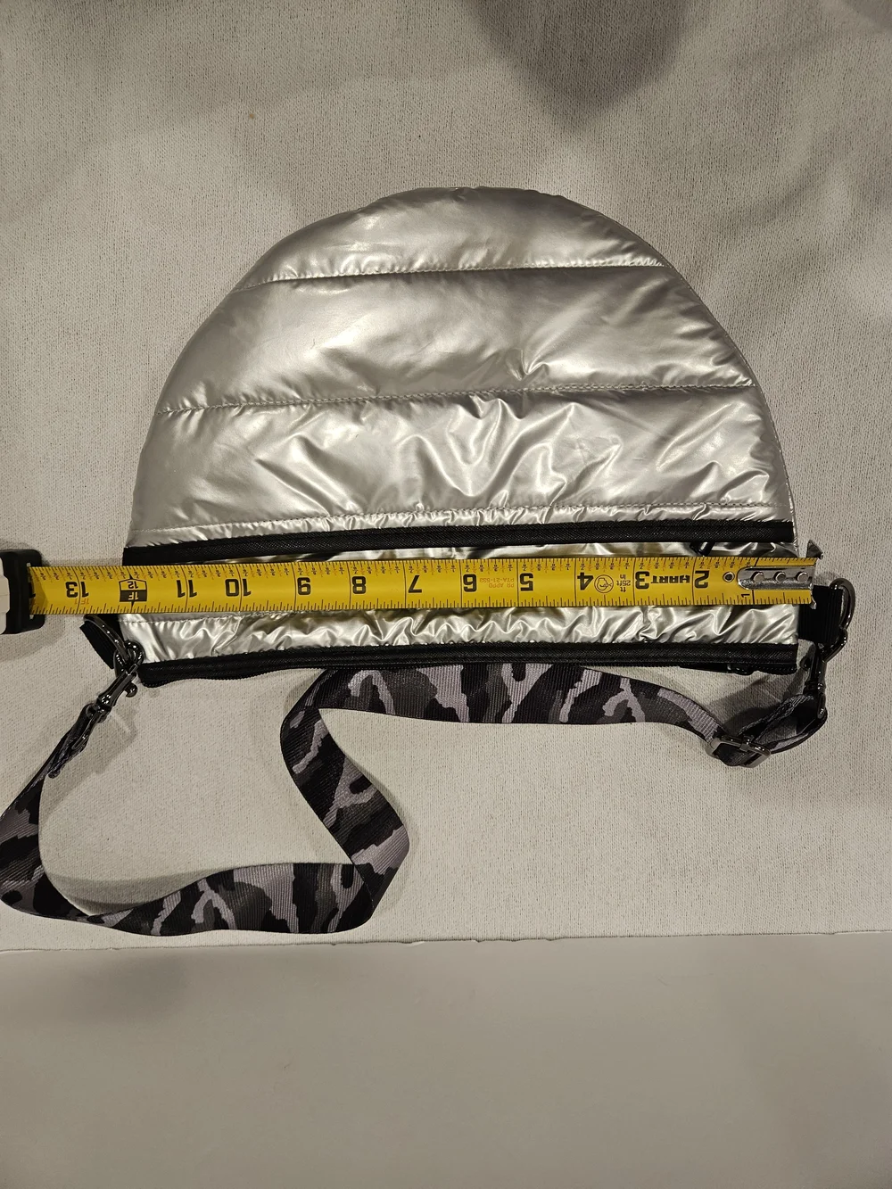 HAUTE SHORE Black Silver Quilted Pouch with Logo Lining Crossbody Shoulder Bag